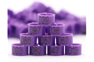 MasXirch 100Pcs 8mm Vogel Bein Bands Ringe 001-100 Nummerierte Taube Fuß Ringe Vögel Tags Bein Bands Clip für Wachtel, Taube, Unzertrennliche, Fink und kleines Geflügel (Lila)