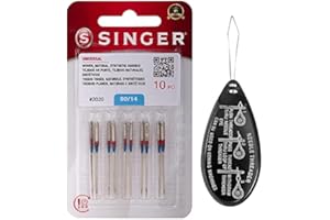 IPC SEWING PARTS Singer Universal 2020 Sewing Machine Needles, Packet of 10, Size 90/14, Includes Large Needle Threader