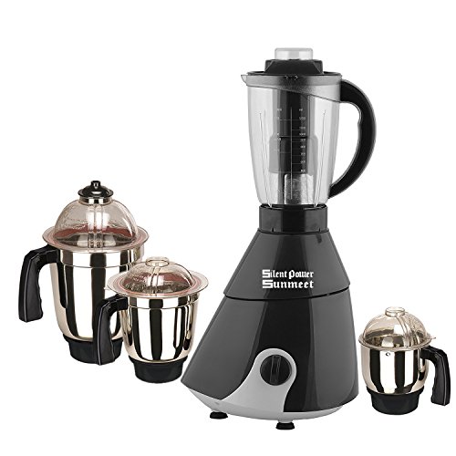 SilentPowerSunmeet Black Color 550Watts Mixer Juicer Grinder with 4 Jar (1 Juicer Jar with filter, 1 Large Jar, 1 Medium Jar and 1 Chuntey Jar)