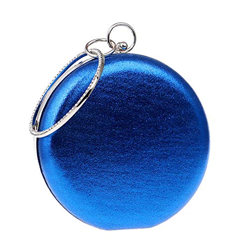 Crossbody Women Handbag Shoulder Crossbody Bags Rhinestone Crystal Round Purse Metal Chain Wedding Party Bar Evening Clutch Bag Shopping (Color : Blue, Size : 5.9X2.0X11.0INCH)