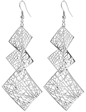 2LIVEfor Lange Statement Ohrringe Blatt Gold Silber Ornamente quadratisch Ohrhänger Retro Boho Ohrringe lang hängend...