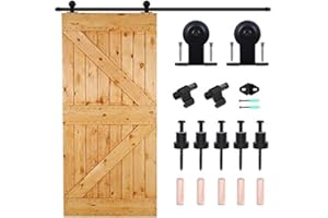 CCJH 5.5FT/167cm Interior Sliding Barn Wood Door Hardware Closet Track Kit Single Door T Shape Hangers