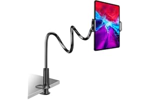 GVTECH Gooseneck Tablet Stand, Universal Tablet Mount Holder 360 Flexible Lazy Arm Holder Clamp Mount Bracket Bed for 4"-10.6" iPad Air Pro mini, Samsung, Huawei Tab, iPhone, Switch, more Devices