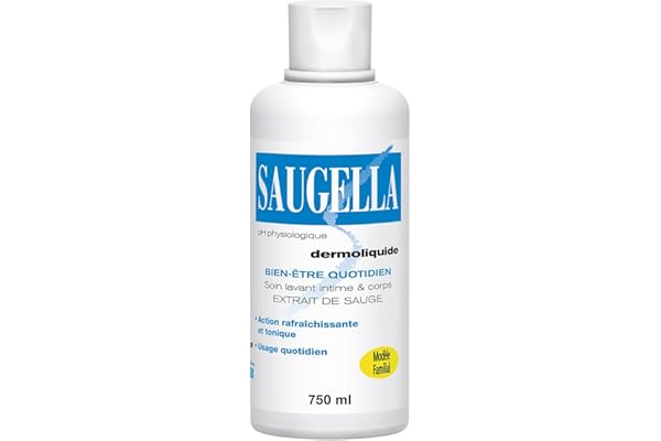 Saugella - Dermoliquide - Soin lavant - Hygiène intime quotidienne - Femmes adultes - A base d’extraits de Sauge - 750 ml