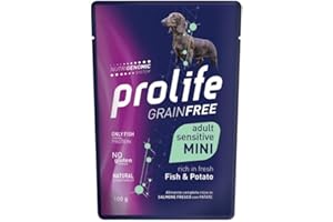 GENERICO Prolife umido per cani monoproteico sensitive grainfree adult mini PESCE e PATATE 100g |12 bustine da 100g l'una.