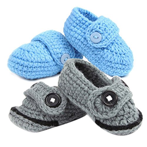 kilofly Socks Baby Boy Newborn Infant Hand Crochet Shoes Booties, Set of 2