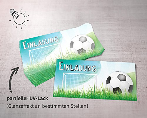 Set: 12 große Fussball Einladungskarten mit 12 Umschlägen zum Kindergeburtstag oder zur Fußball-Party | Kinder Geburtstag-Einladungen Karten Feier Jungen - 6