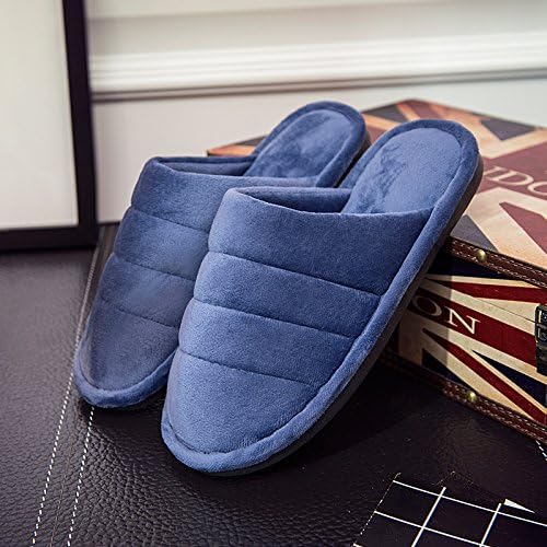 Autumn and winter Korean couple cotton slippers men and women warm household home indoor thick bottom velvet slippers, 260 (for 36-37 yards) Navy