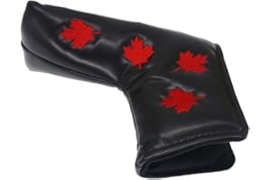 DARK HORSE MamimamiH Cache tête de putter de golf Couvre-fer Rouge Feuille d'érable pour toutes les marques Scotty Cameron Ping TaylorMade Odyssey Lame Putter Noir Couleur