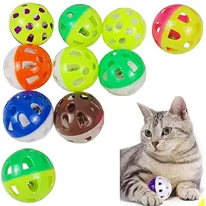 Dog Trust Cat Toy Ball with Bell, Pet Toy Cat Bell Ball Cat Toy with Bell Cat Jingle Balls for Cats Kitten, Plastic Cat Toys Jingle Balls Pounce Chase Rattle Ball Toys Random Color (4 Pcs)