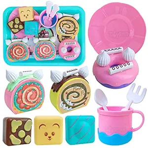 Toyshine 11 PCS Pretend Play Food Set - Pretend Play Desserts Doughnuts and Cake Food Toys - Birthday Gifts Set Toy for Boys, Girls, Kids, Multi-Color