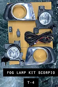 CARMART Fog Light Kitcompatible for SCORPIO 2018 to 2020-21 model set of 2 with wiring & Switch Type 4