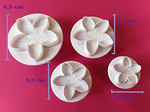 4 tlg. Ausstecher Set Blumen TORTENDEKO Marzipan Blumenausstecher Fondant Modellierwerkzeug SC16