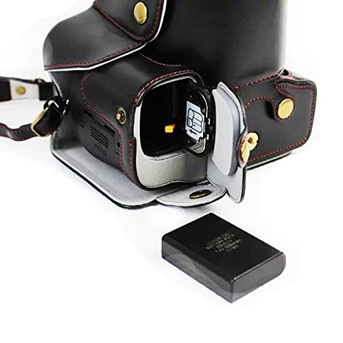 First2savvv Premium Qualität schwarz Ganzkörper- präzise Passform PU-Leder Kameratasche Fall Tasche Cover für Nikon D7200 D7100 18-55 /18-105mm Lens mit Reinigungstuch -XJD-D7200-HH01G11 - 4