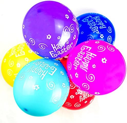 Happium 10 pcs Happy Easter Balloons Set 12 inch Latex Decorations for Easter Party Supplies, Bunny Balloon for Game Activities Decorations
