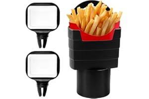 Jagowa Car Fries Holder With 2PCS Dip Clips Sauce Holder In-car Dip Fries Set Ketchup Container for Vents of Vehicle Black
