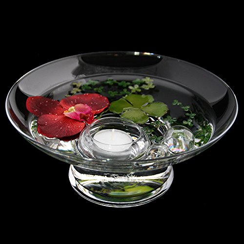 Runde Glas-Schale Hollow Höhe 10cm ø 25cm. Flache Glasschale mit durchgehendem Fuß, Deko-Schale von Glaskönig - 2
