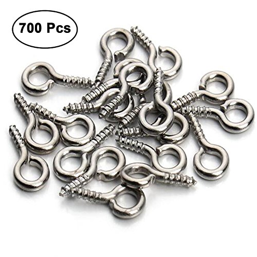 Preisvergleich Produktbild 700 teiliges Set aus 10mm Ösenstifte Schraubösen Augenschrauben Ringschrauben von Kurtzy - Versilberte Ösenstifte Teile für Schmuckherstellung, Anhänger und mehr - Kleine Schraubhaken für DIY Kunsthandwerk, Amuletten und Anhänger Herstellung