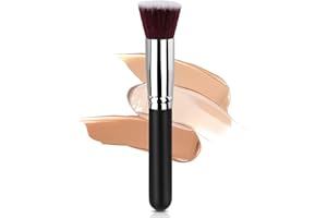 AOOWU Pennello Fondotinta, Pennello Professionale per Fondotinta con Punta Piatta, Pennello Fard e Fondotinta Super Morbido, Per Applicare Fondotinta, Arrossire, Contouring Creme et Polveri(Nero)
