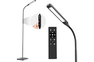 LASTAR LED Floor Lamp, 550 Lumens with Adjustable 3000K-6500K Colour Temperature & 5 Brightness Levels, 1H Timer & Memory Function Floor Lamps with Remote Control and Touch Control for Living Room