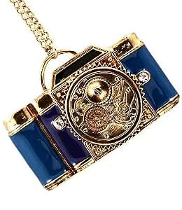 Collier Pendentif Appareil Photo Vintage - Cordon Noir, Pendentif Métal Bronze - Neuf Avec étiquettes