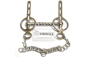 Amidale IVERPOOL DRIVING BIT CURB CHAIN 3 SLOTS HORSE BIT STAINLESS STEEL BNWT (5.50)