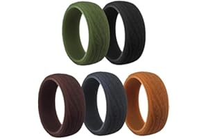 DAN&DRE 5 szt. silikonowa obrączka ślubna dla mężczyzn tekstura kory obrączki ślubne dla sportowców crossfit trening