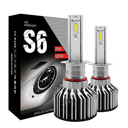 H1 LED Headlight Bulbs Conversion Kit 6000k 60W 7600LM MINI Headlights Bulb CSP TX1860 Chips 12V Auto Headlamp Replacement for Car Halogen Lights or HID Lamp-1 Yr Warranty (Diesel Auto Zone)