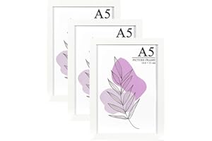 Baoee White Picture Frame A5 with Mount,Set of 3, photo frame with acrylic glass,A5 Picture Frame,A5 Poster Frame,certificate frame,Freestanding and Wall Mountable