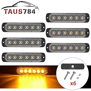 Anself 6PCS Yellow Hazard Beacon 6 Strobe LED Lights Emergency Flashing Side Marker Light Bars Warning Signal Towing Truck Flashing Lamp