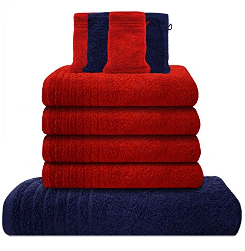 9 tlg. Frottier Handtuch-Set Gallant blau 1 Badetuch Duschtuch 70x140 cm 4 Handtücher 50x100 cm 4 Waschhandschuhe Qualität 565 g/m² Handtuch Badehandtuch-Duschhandtuch Waschhandschuh Frottee Qualität 100 % Baumwolle blau
