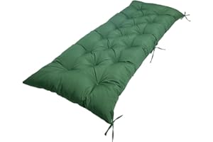 LUXUCURE Garden Bench Cushion 2 or 3 Seater Seat Pad,8cm Thick Waterproof Seat Cushions for Indoor & Outdoor Use Patio Furniture Kitchen or Dining Bench Comfortable Replacement Cushion,Dark Green,150X50cm