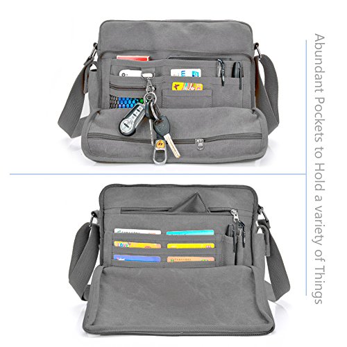 GSTEK Messenger Tasche Kuriertasche Umhängetasche Messenger Bag, Unisex Casual Vintage Stoff Rucksack - 2