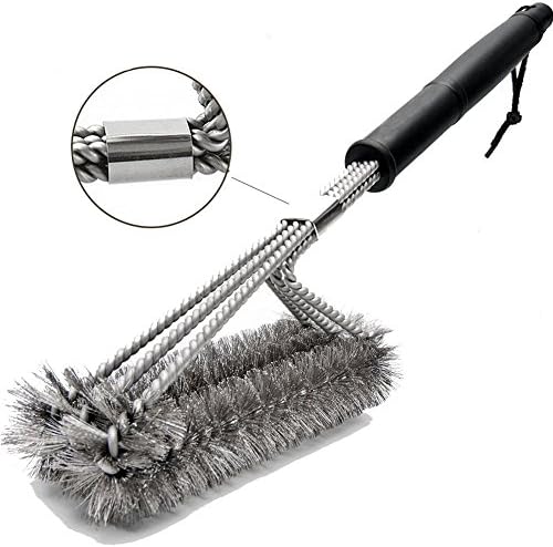ALPHA DIMA BBQ Grill Brush 3 Stainless Steel Bristle Brushes in 1 Upgraded 360°Cleaning PP Heat Insulation Handle 18" Long Barbecue Grill Cleaner for Char Broil,Weber,Porcelain and Infrared Grills