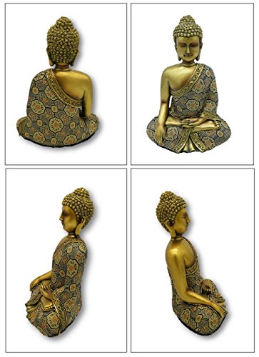 Buddha im Lotussitz mit Stoffgewand Figur Gold 23 cm Buddhismus Feng Shui - 4