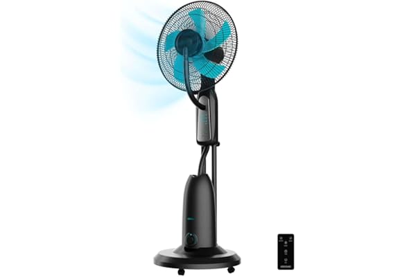 Cecotec - Ventilateur Nébuliseur EnergySilence 490 Freshessence - 90 W, Diamètre 40 cm, Capacité de 2,8 L, Oscillation Automatique et Télécommande, 3 Vitesses et 3 Modes, Minuterie Programmable