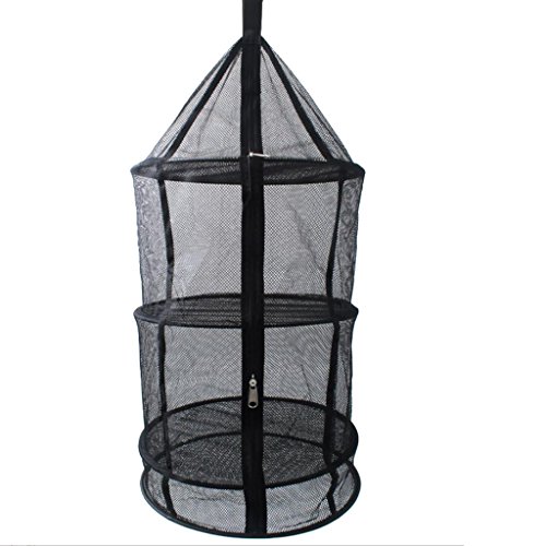 Gazechimp 4 Schichten Windundurchlässiges, Faltbares und Hängendes Trockennetz – Hanging Netz Trockner Net, perfekt für Gemüse, Fischgerichte Outdoor Camping, Picknick Speicher Korb (Schwarz) - 2