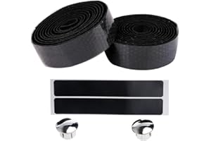 SSyang Guidoline Vélo de Route, Ruban de Cintre, 2 Pièces Bande de Guidon Respirant Antidérapant,Avec 2 Autocollants de Fin et 2 Poignées,pour Poignée de Bicyclette Cyclisme,Vélos de Ville, VTT(Noir)