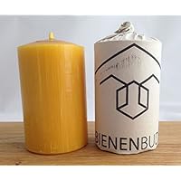 2 Stück Kerzen, 10 x 6 cm, Stumpenform, aus 100 % Bienenwachs handgemacht, gegossen, mit langer Brenndauer, Bienenwachskerzen, Bienenwachskerze, Honigkerze, Bienenkerze, direkt vom Imker aus Deutschland, Bayern, von der Bienenbude