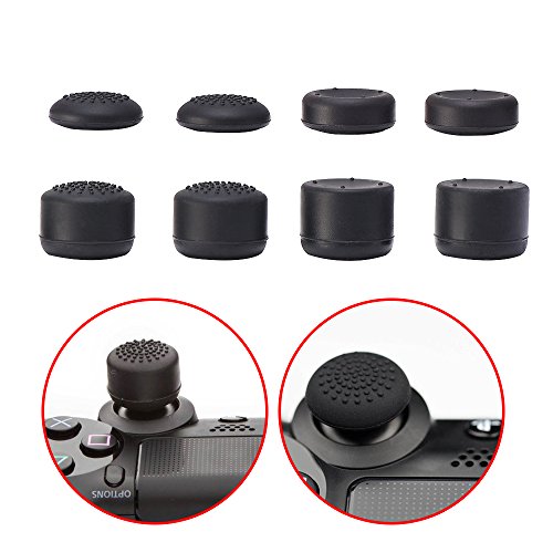 Keriber L2 R2 L1 R1 Gatillo Repuestos de Reemplazo con 8 Botones de Joystick Analogico Packsilicone Pulgar Stick Grips Tapa para PS4 Controladores  Negro