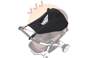INELIHOO Wasserdicht Sonnensegel Kinderwagen mit UV Schutz 50+ Baby Buggy Sonnenschutz Abdeckung Layer Fabric mit Sichtfenster und extra breite Schattenflügel Verstellbar Sonnendach Sonnenblende