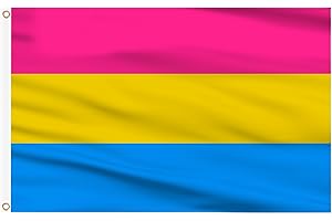 AhfuLife Pansexual Flaggen 90 x 150 cm, 1 Stück Pansexuelle Flagge, Pansexuelle Fahnen Leuchtenden Farben mit Messing-Ösen für Pride Day Paraden Drinnen und Draußen LGBT Party Bar Dekorationen