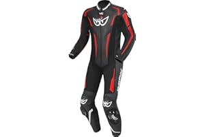 ‎BERIK Berik RSF-Teck perforierte 1-Teiler Motorrad Lederkombi, schwarz/rot, 56