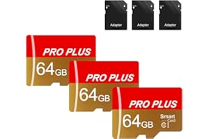 BLIKSEM Paquete de 3 tarjetas de memoria de 64 GB con adaptador, tarjeta de memoria de alta velocidad, UHS-I C10 A1 tarjeta TF para tableta/teléfono móvil/cámara/audio del coche/consola de juegos (TF162 64 GB