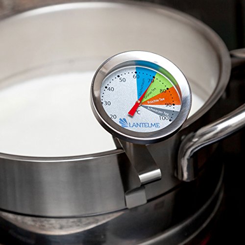 Set Edelstahl Tee Thermometer und Küchentimer . Teethermometer mit Temperaturbereich Angaben für Grüntee , Früchtetee und schwarz Tee . Küchen Timer Magnetisch , Alarm , up und down Funktion - 3