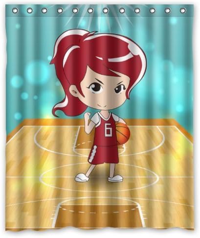 LESIF 60"x72" Inches Shower Curtain - Cute Cartoon Basketball Player Girl Shower Curtain