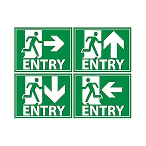 Anne Print Solutions Entry Sticker 4 Directions Self Adhesive Vinyl Pack of 8 Pcs Size 4.25 Inch X 5.5 Inch* Multicolor