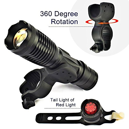 LED Fahrradbeleuchtung,BestTrendy Fahrradlampe Fahrradlicht Set ink.Frontlichter und Rücklicht, Halterung,Super Helle 1200 Lumen Taschelampe,Zoombarer Effekt, 3 Licht-Modi Rücklicht,Camping und taeglichen Gebrauch - 2