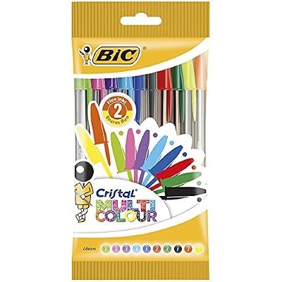 Bic Cristal Multicolor Pack de 10 Stylos-Bille pointe large MultiCouleur