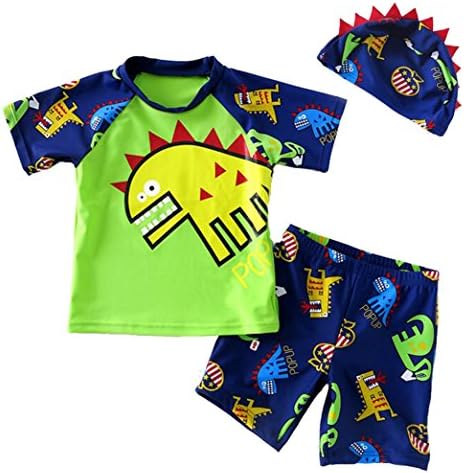 Boy Dinosaur Sunscreen Swimsuit 2 Piece Split Swimwear Swim Trunks (S)